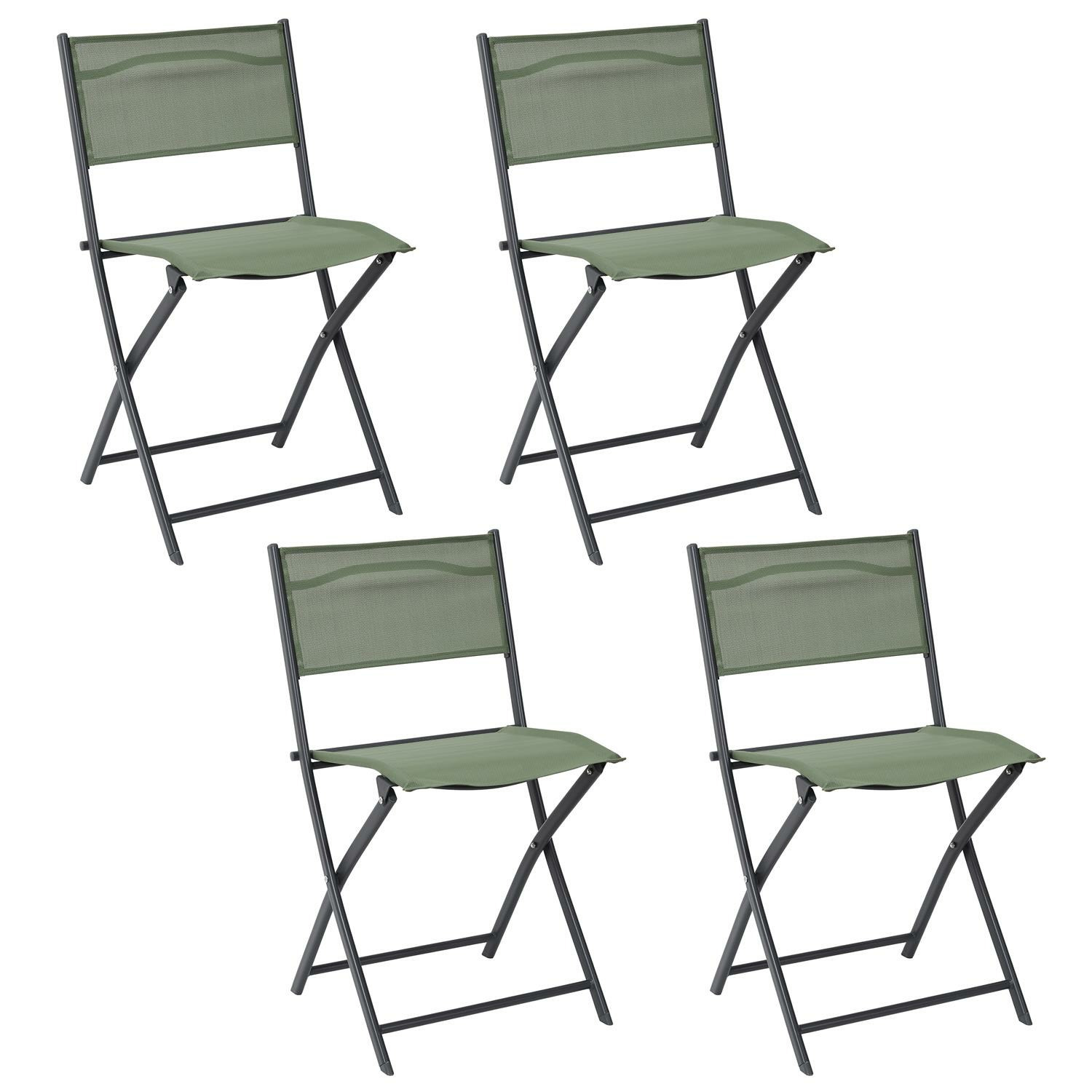 Home Deco Factory camping buiten klapstoel - 4x - aluminium - groen - L46 x B50 x H80 cm -