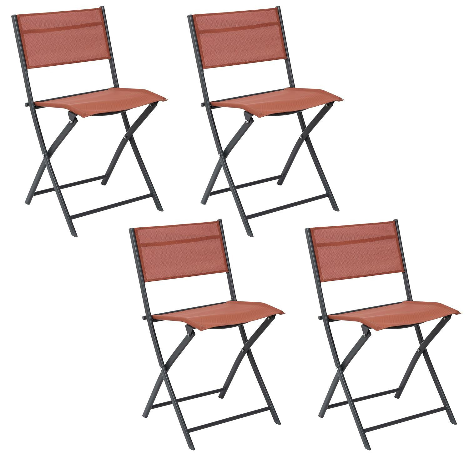 Home Deco Factory camping buiten klapstoel - 4x - aluminium - terracotta - L46 x B50 x H80 cm -