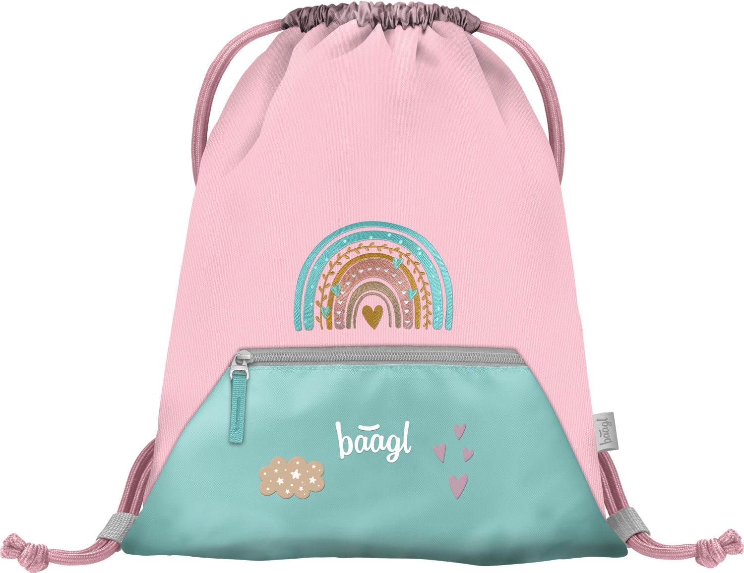 Baagl Gymtas Roze Regenboog met Rits