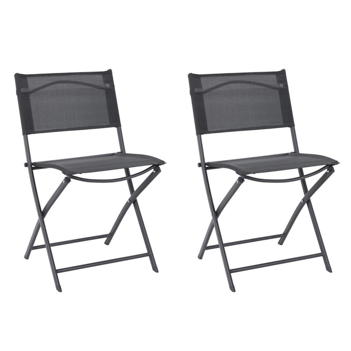 Home Deco Factory camping buiten klapstoel - 2x - aluminium - donkergrijs - L46 x B50 x H80 cm -