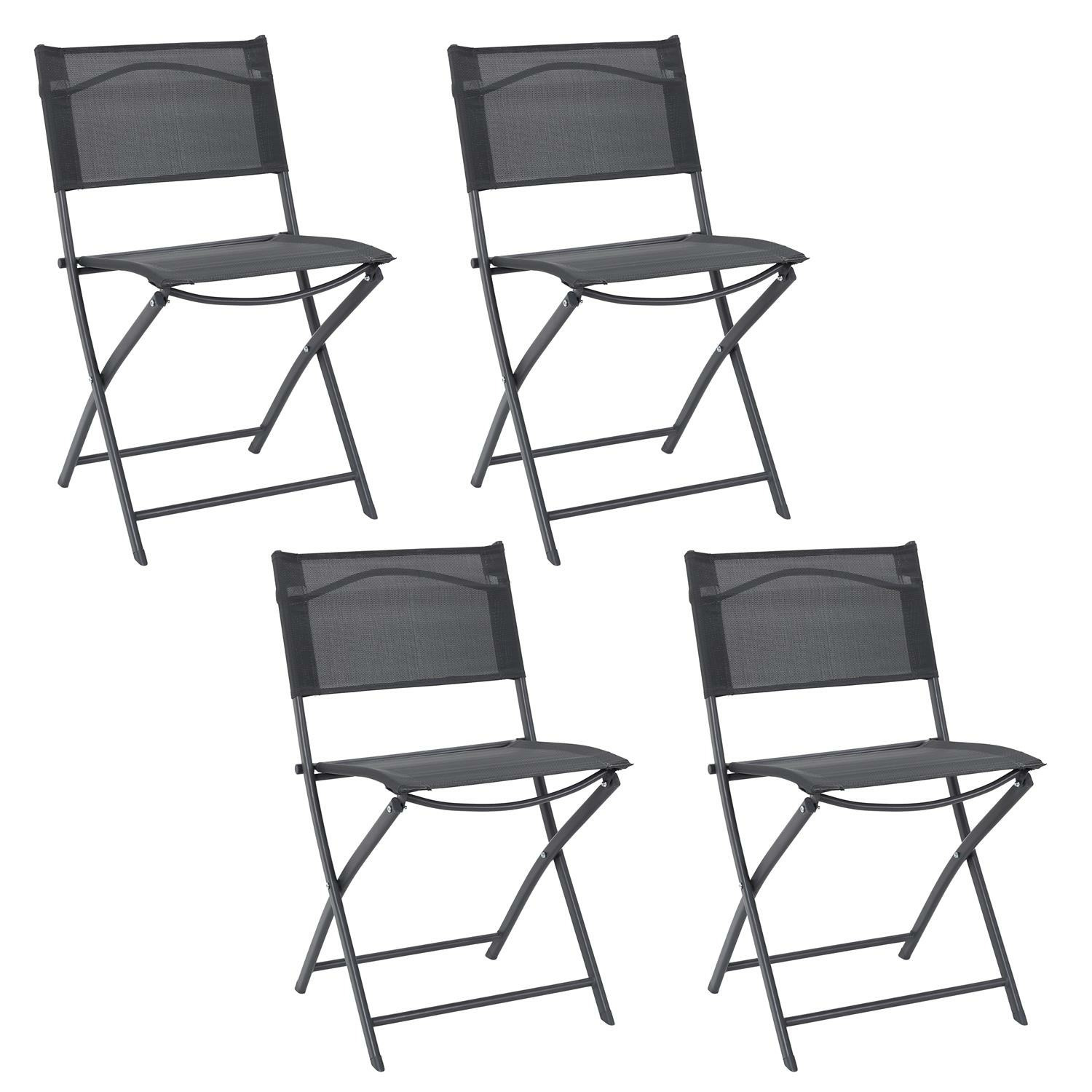 Home Deco Factory camping buiten klapstoel - 4x - aluminium - donkergrijs - L46 x B50 x H80 cm -
