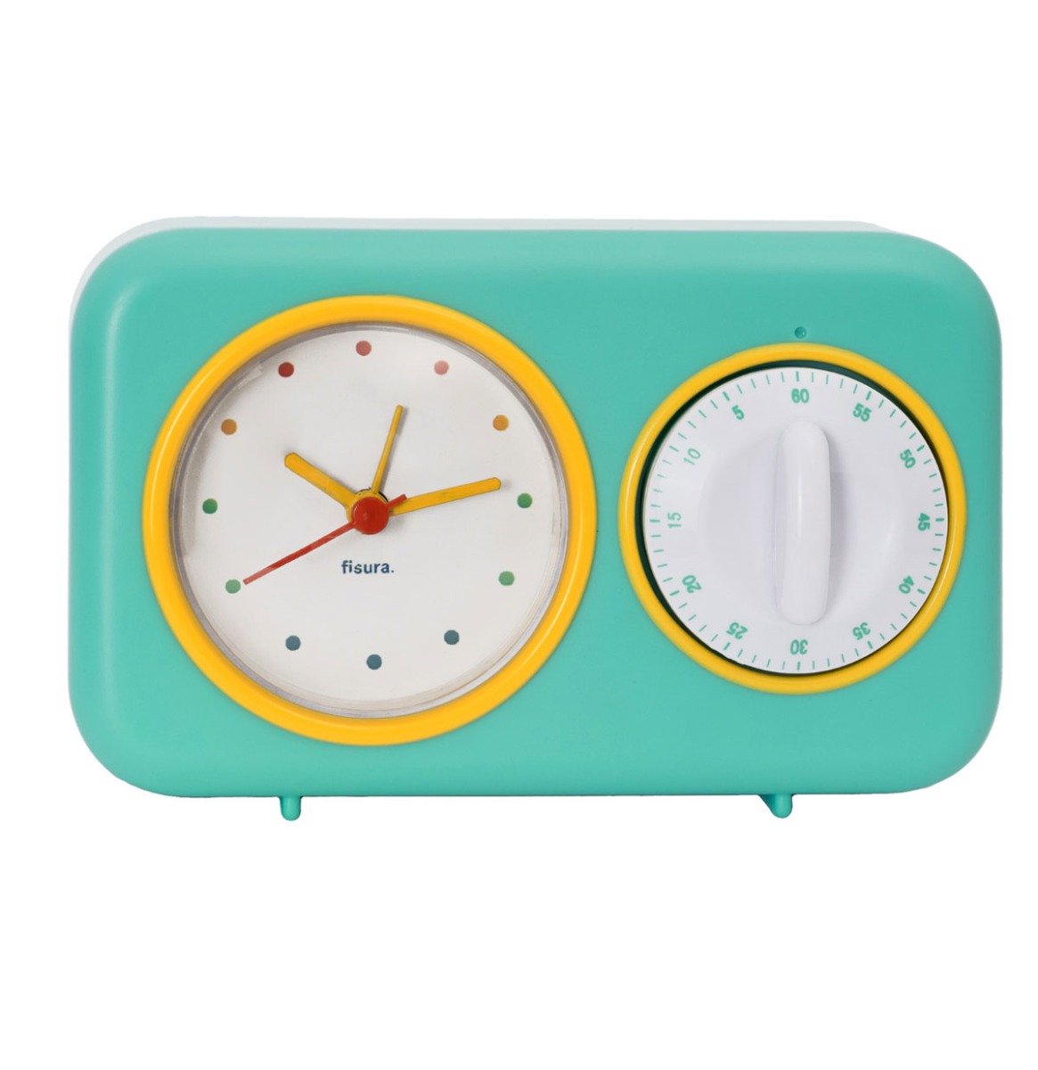 Fiftiesstore Fisura Retro Keuken Timer & Klok - Turquoise