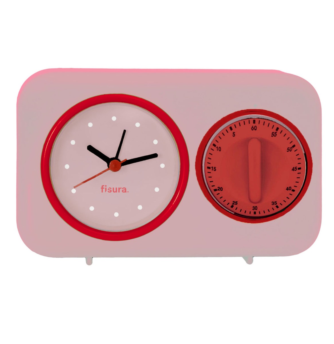 Fiftiesstore Fisura Retro Keuken Timer & Klok - Roze