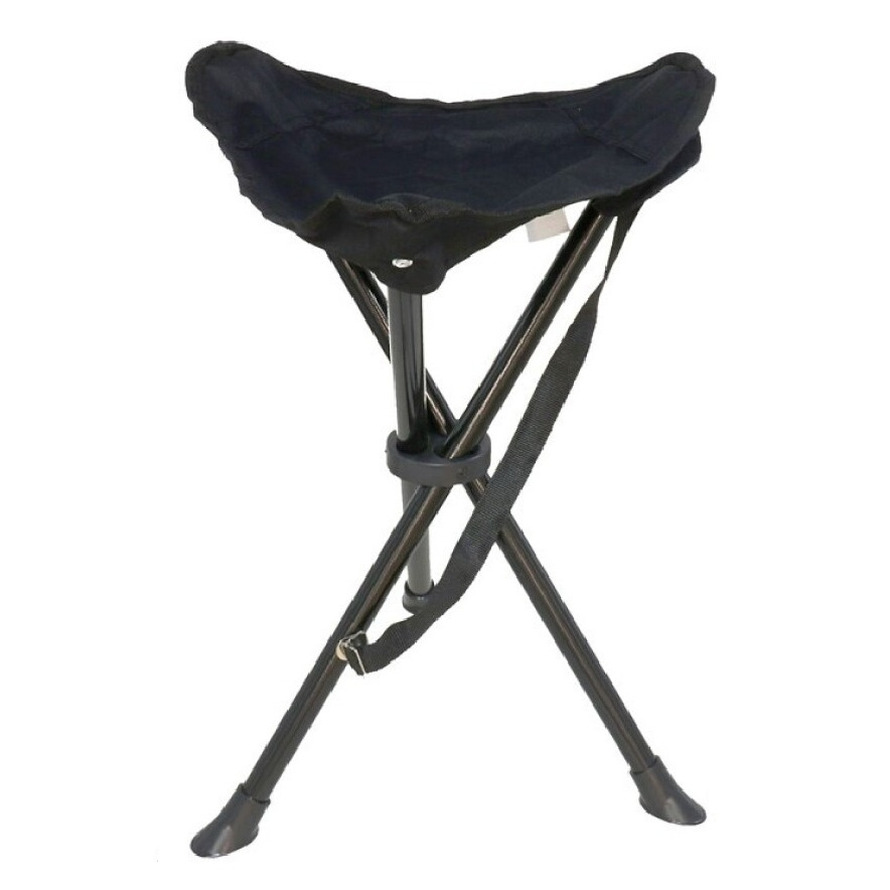 Gerimport Driepoot Kruk - opvouwbaar - zwart - metaal - 33 x cm - vissers zit krukje -