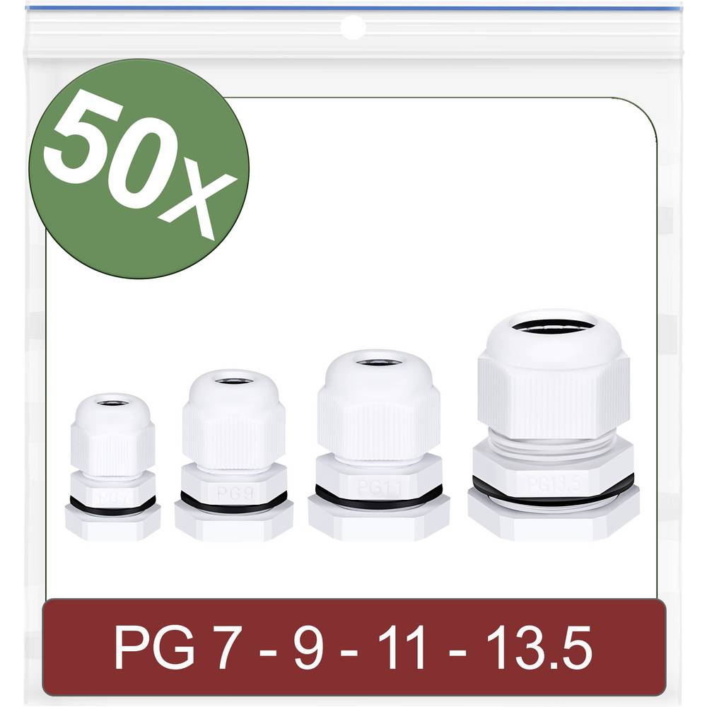 Quadrios 24CA415 Wartel PG7, PG9, PG11, PG13.5 Polyamide Wit 50 stuk(s)