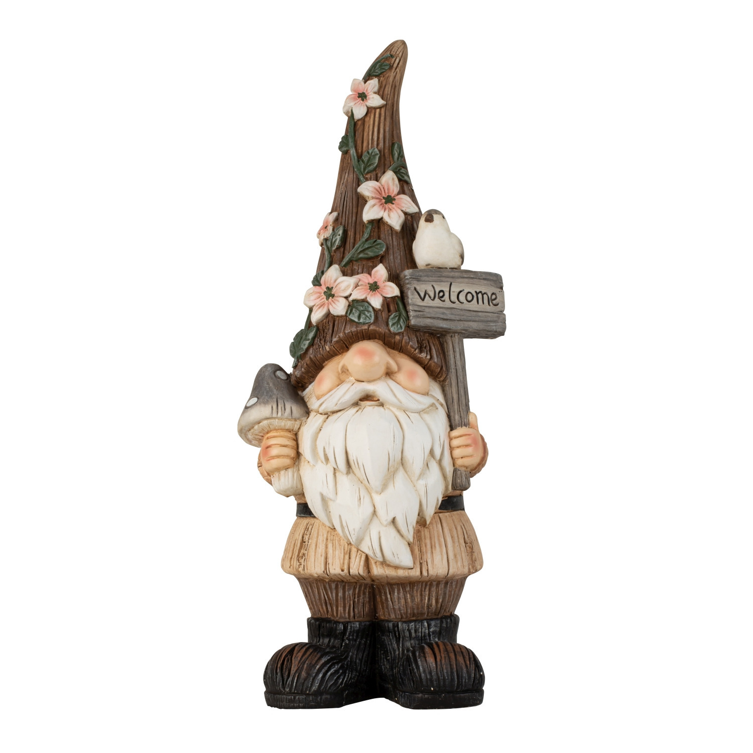Merkloos Kabouter/dwerg staand decoratie beeldje - met bordje 'welcome' - H60 - kunststof -