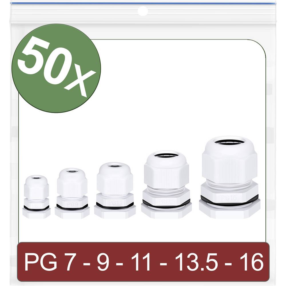 Quadrios 24CA414 Wartel PG7, PG9, PG11, PG13.5, PG16 Polyamide Wit 50 stuk(s)
