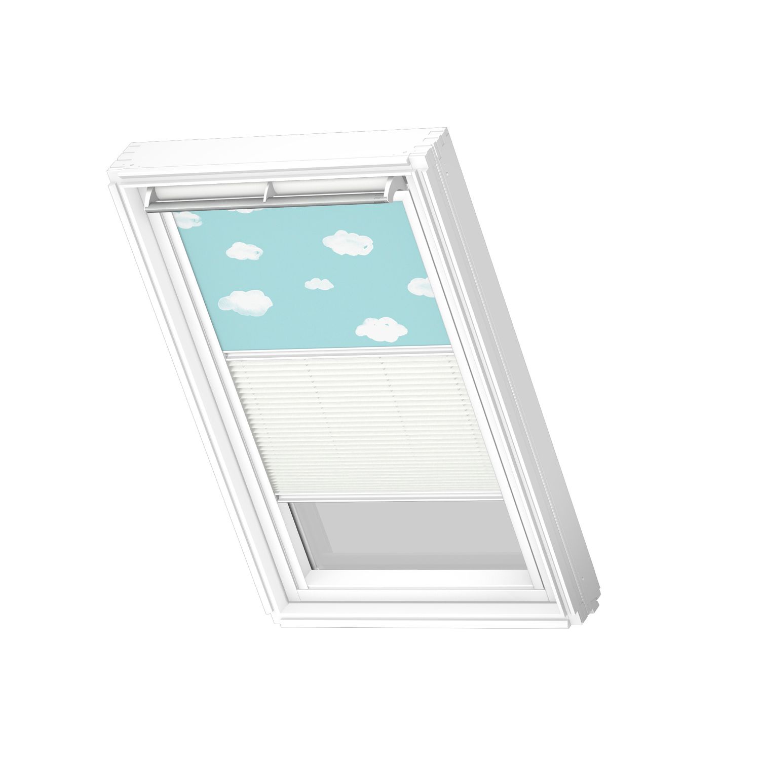 VELUX Manueel Duo Verduisterend Dakraam Rolgordijn White Line Dfd Sk06 4660swl Blauwe Lucht - Wit