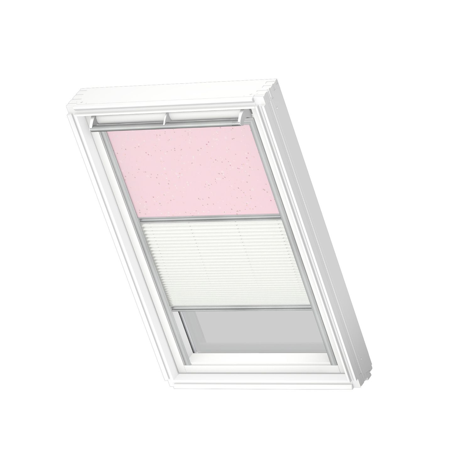 VELUX Manueel Duo Verduisterend Dakraam Rolgordijn Dfd Uk08 4659s Roze Sterren - Wit