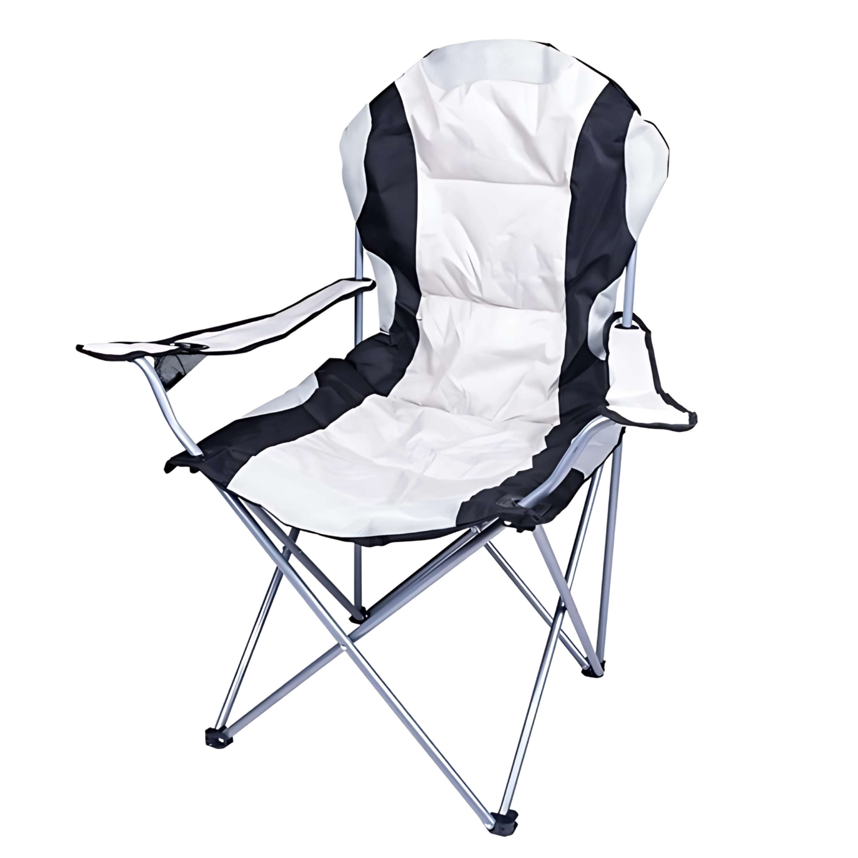Gerimport camping klapstoel Madrid - Wit/Zwart - L90 x B56 x H105 cm -