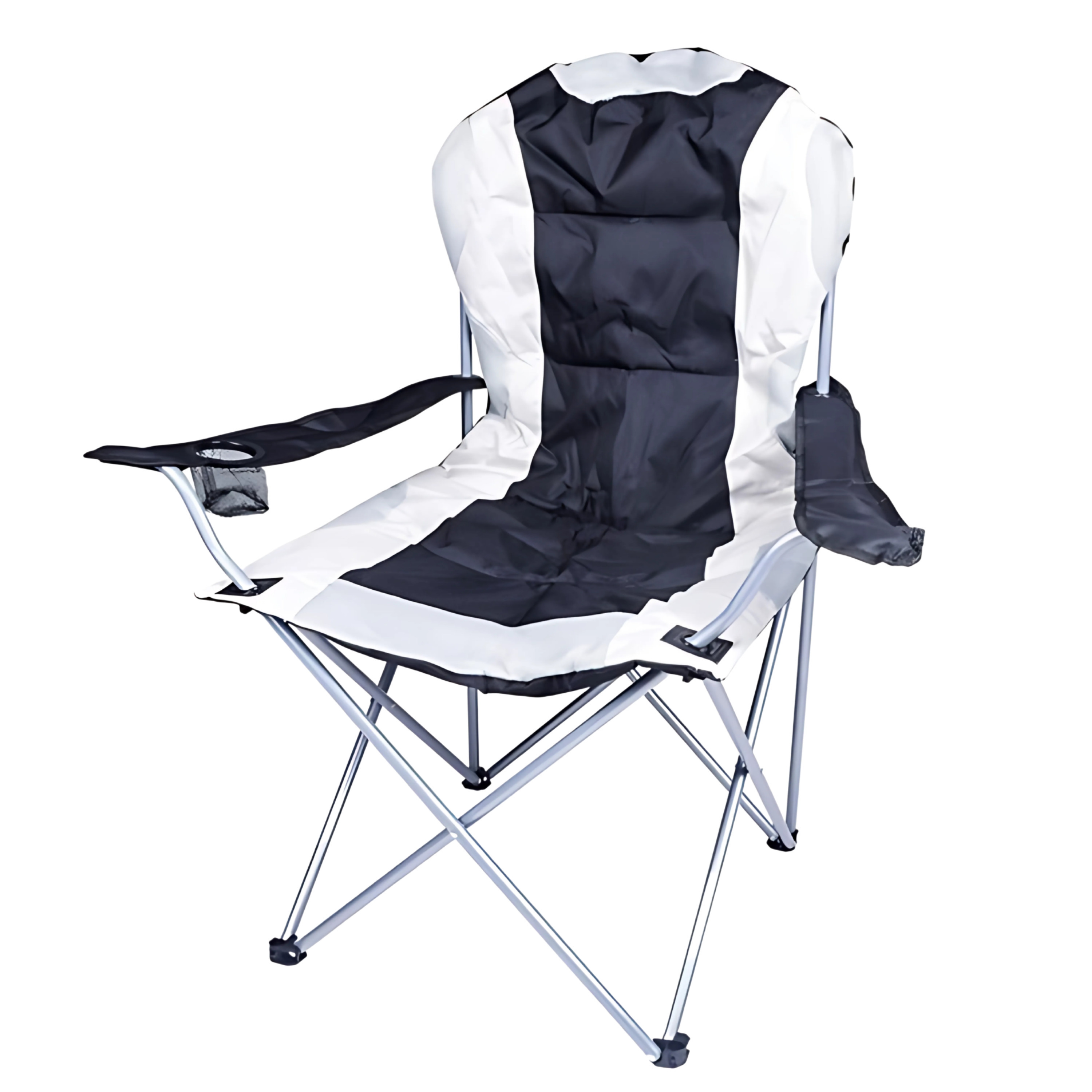 Gerimport camping klapstoel Madrid - Zwart/Wit - L90 x B56 x H105 cm -