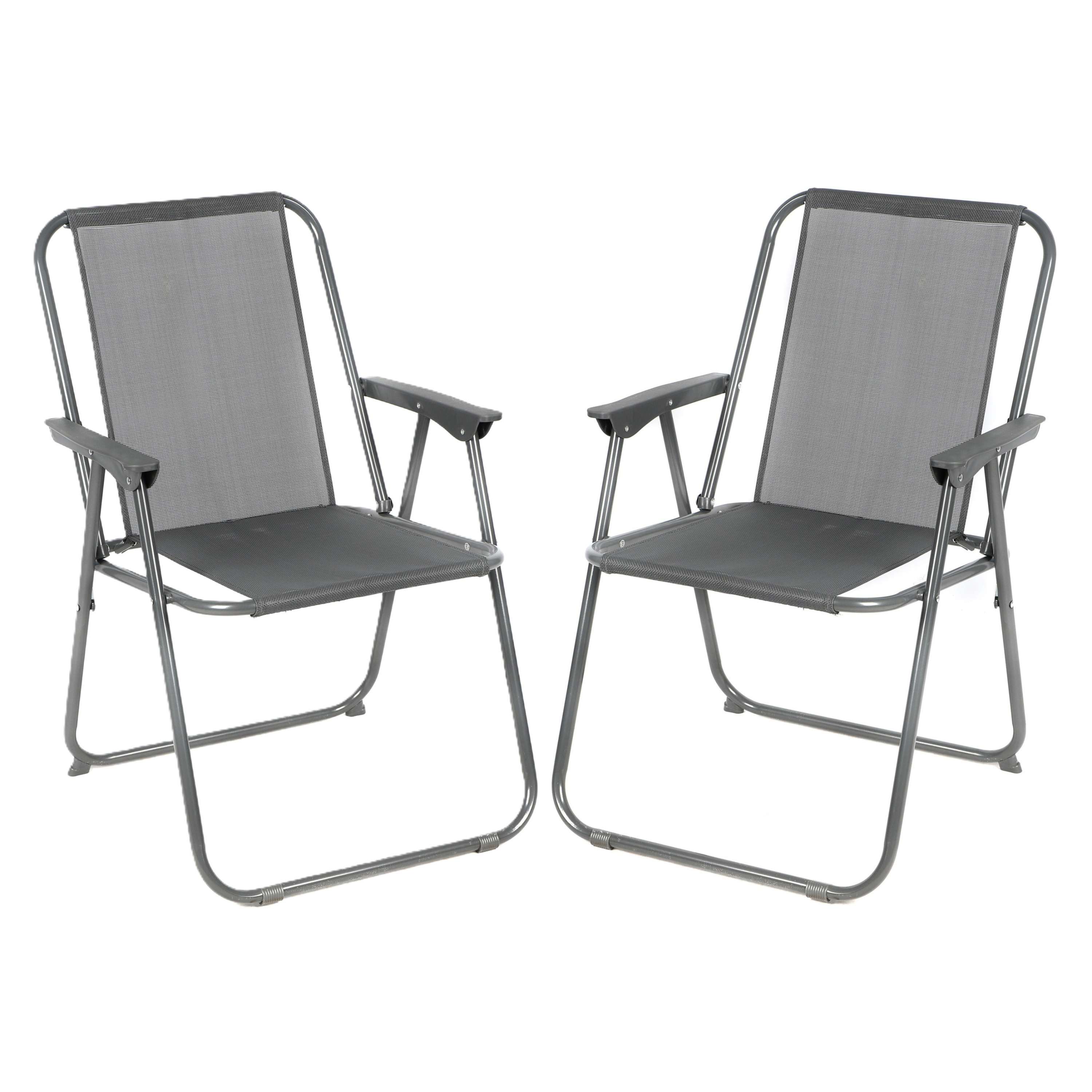 Sunnydays camping/strand stoel - 2x - aluminium - inklapbaar - grijs - L53 x B55 x H75 cm -