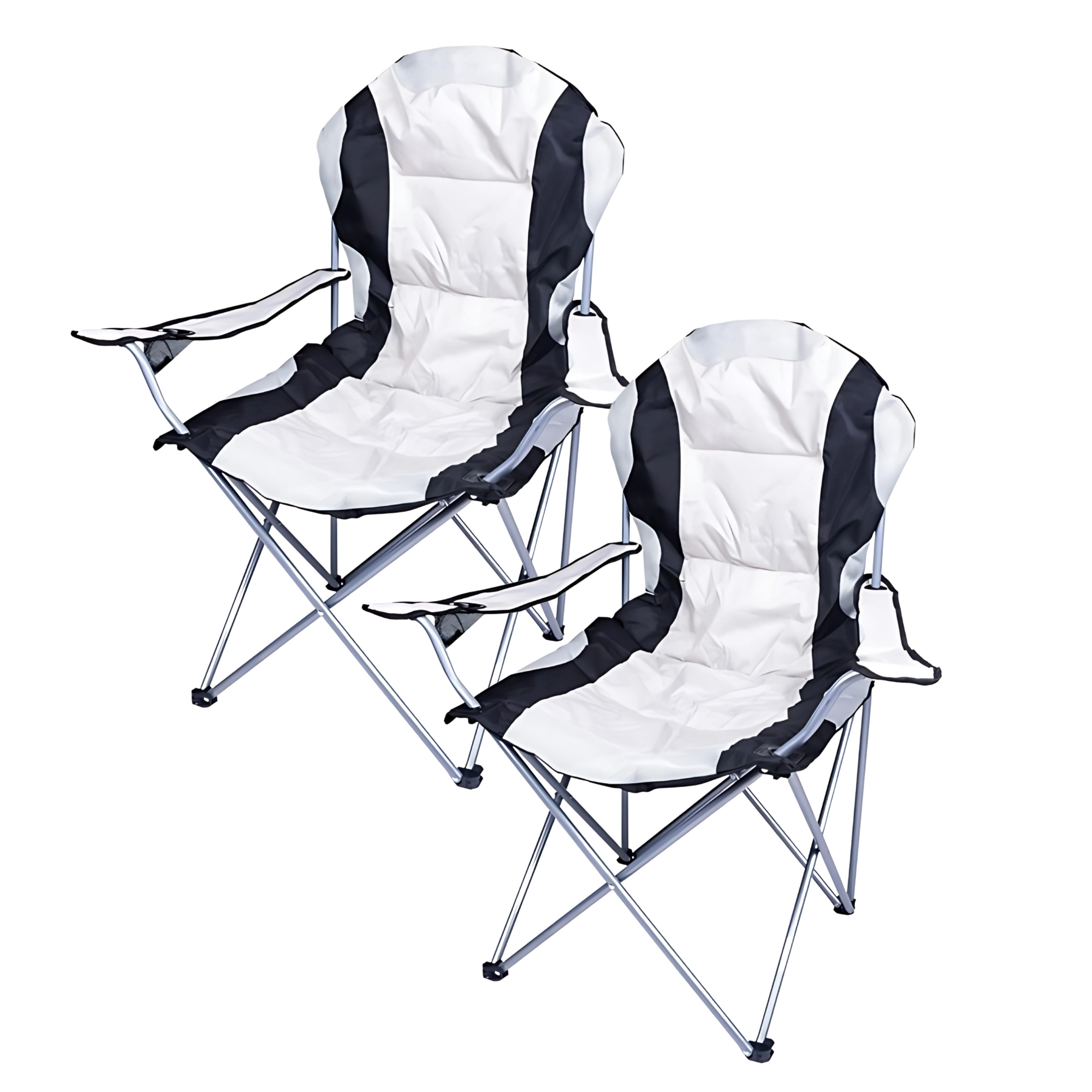 Gerimport camping klapstoel Madrid - 2x - Wit/Zwart - L90 x B56 x H105 cm -