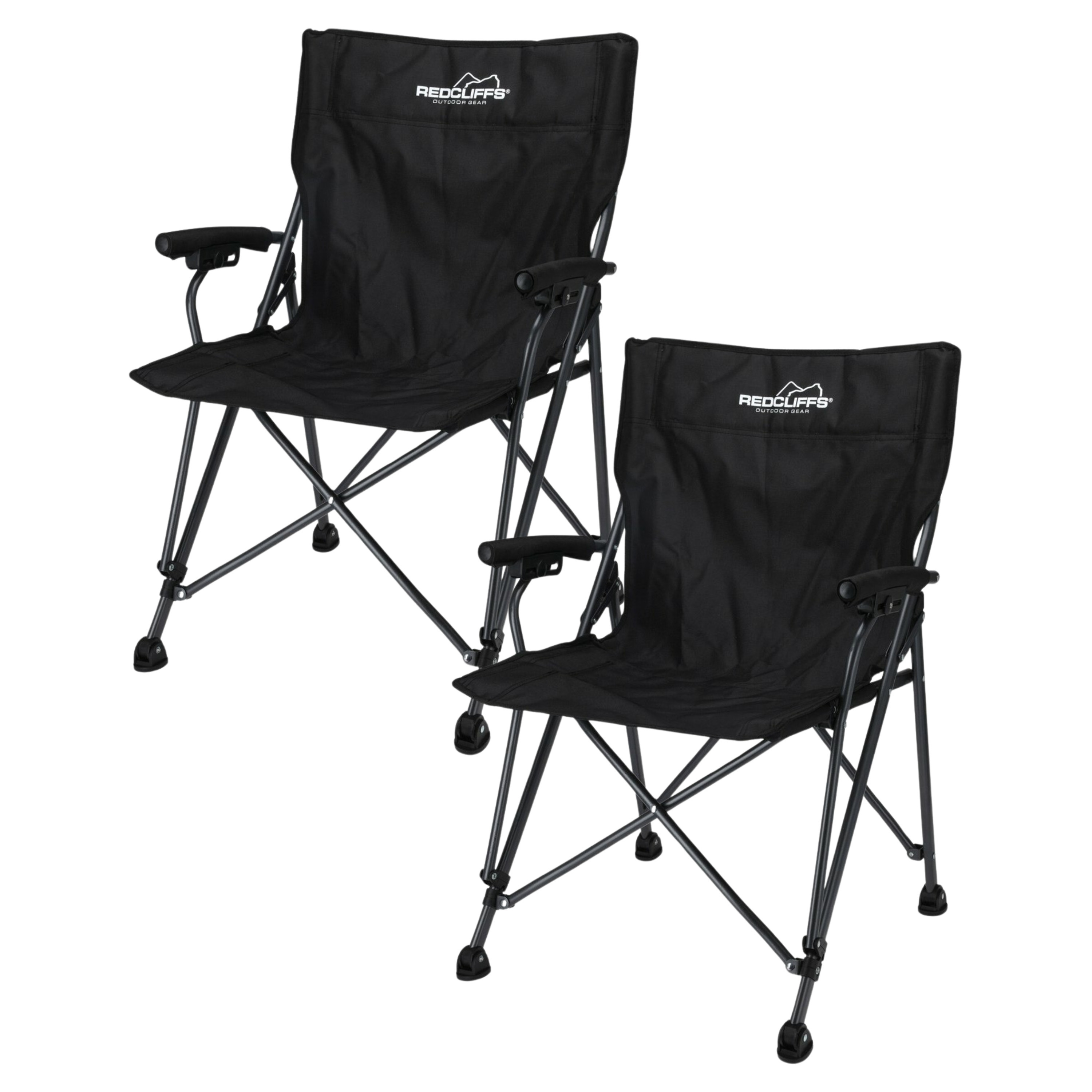 Redcliffs Campingstoel - 2x - vouwbaar - zwart - 61 x 60 x 88 cm - vissersstoel -