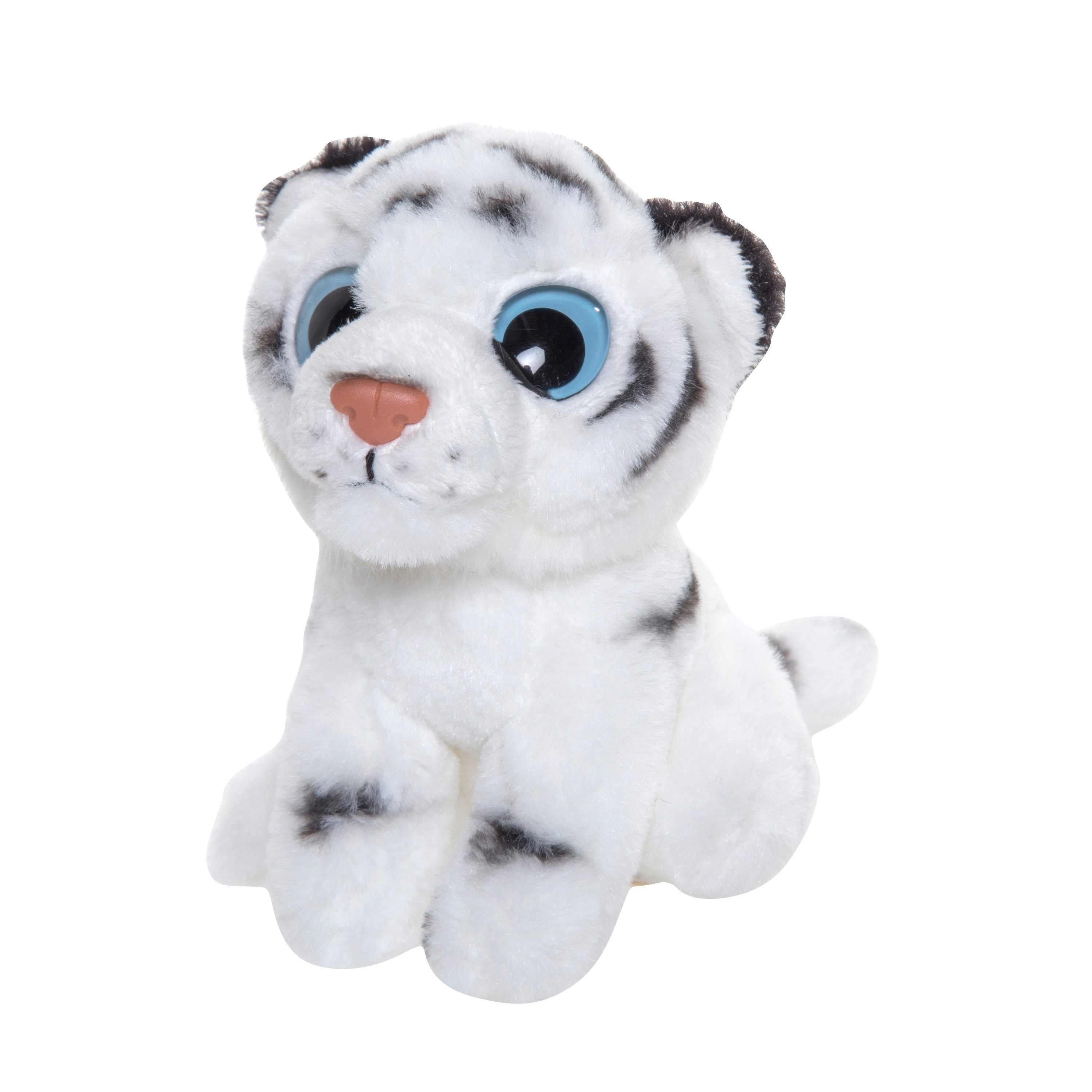 Nature Planet Knuffeldier Tijger - wit - pluche stof - 13 cm -