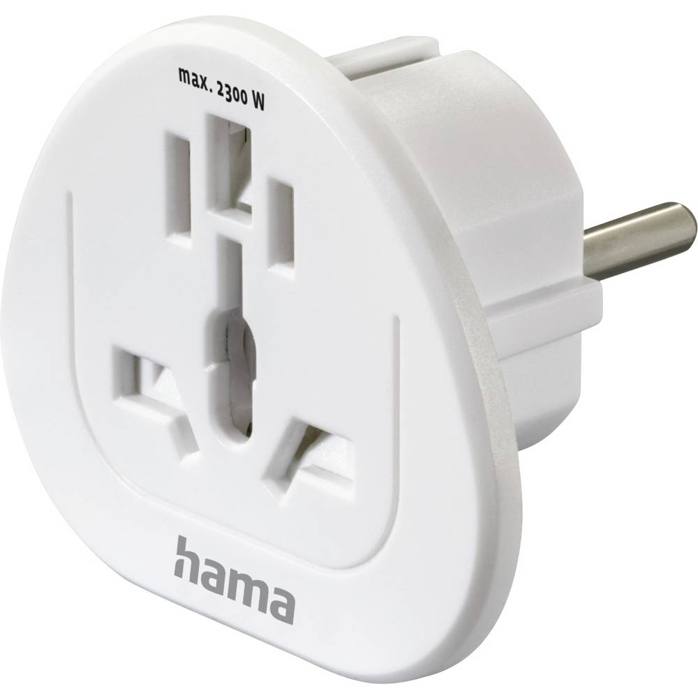 Hama 00223455 Reisstekker Reiseadapter Typ E und F, 3-polig, universal, Welt nach Europa, Weiß