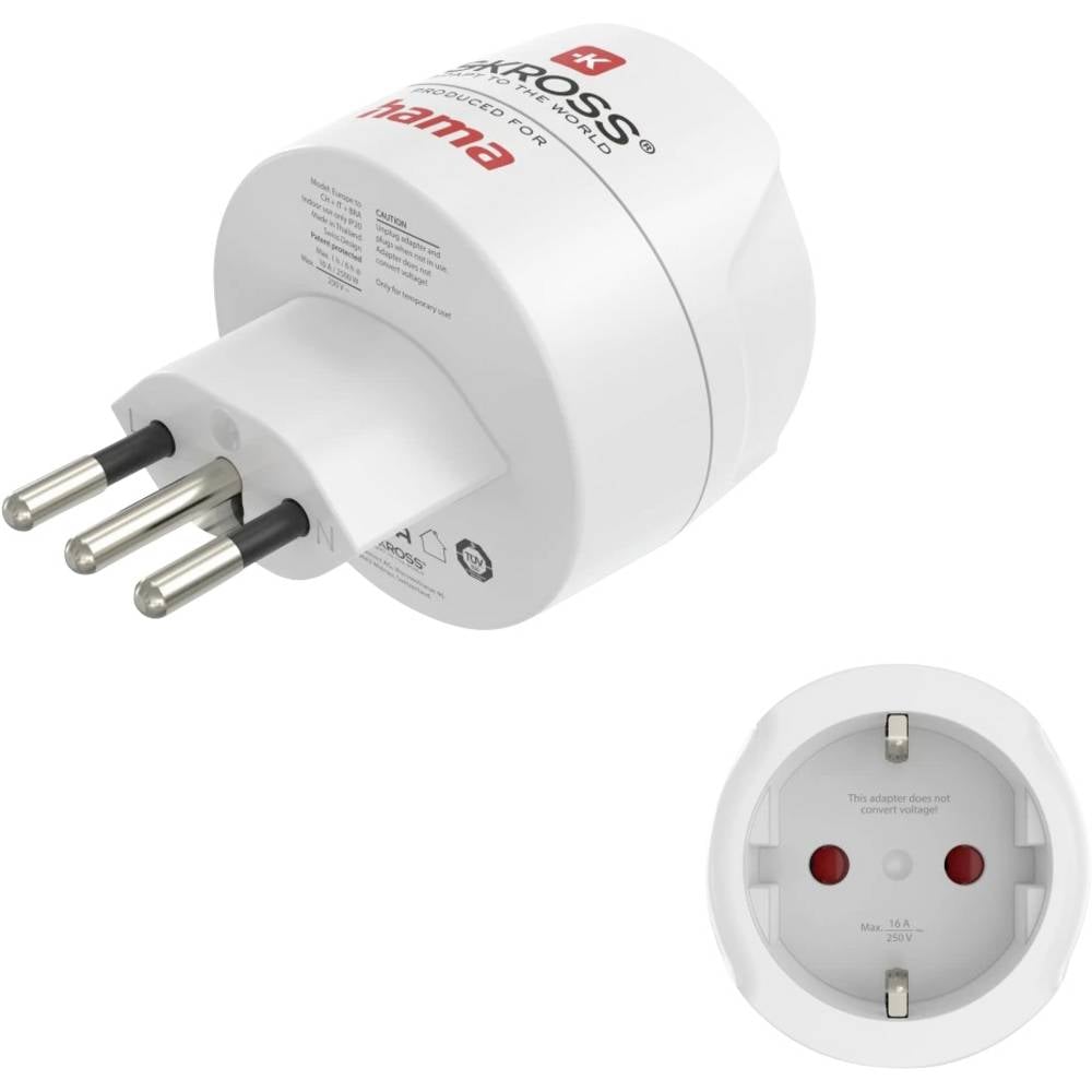 Hama 00223484 Reisstekker Reiseadapter Typ J, L, N, 3-polig, für die Schweiz, Italien und Brasilien