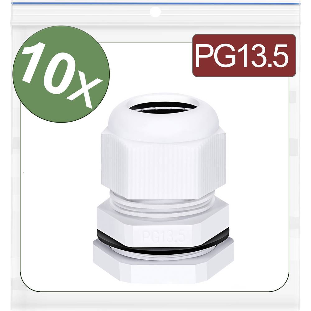 Quadrios 24CA407 Wartel PG13.5 Polyamide Wit 10 stuk(s)