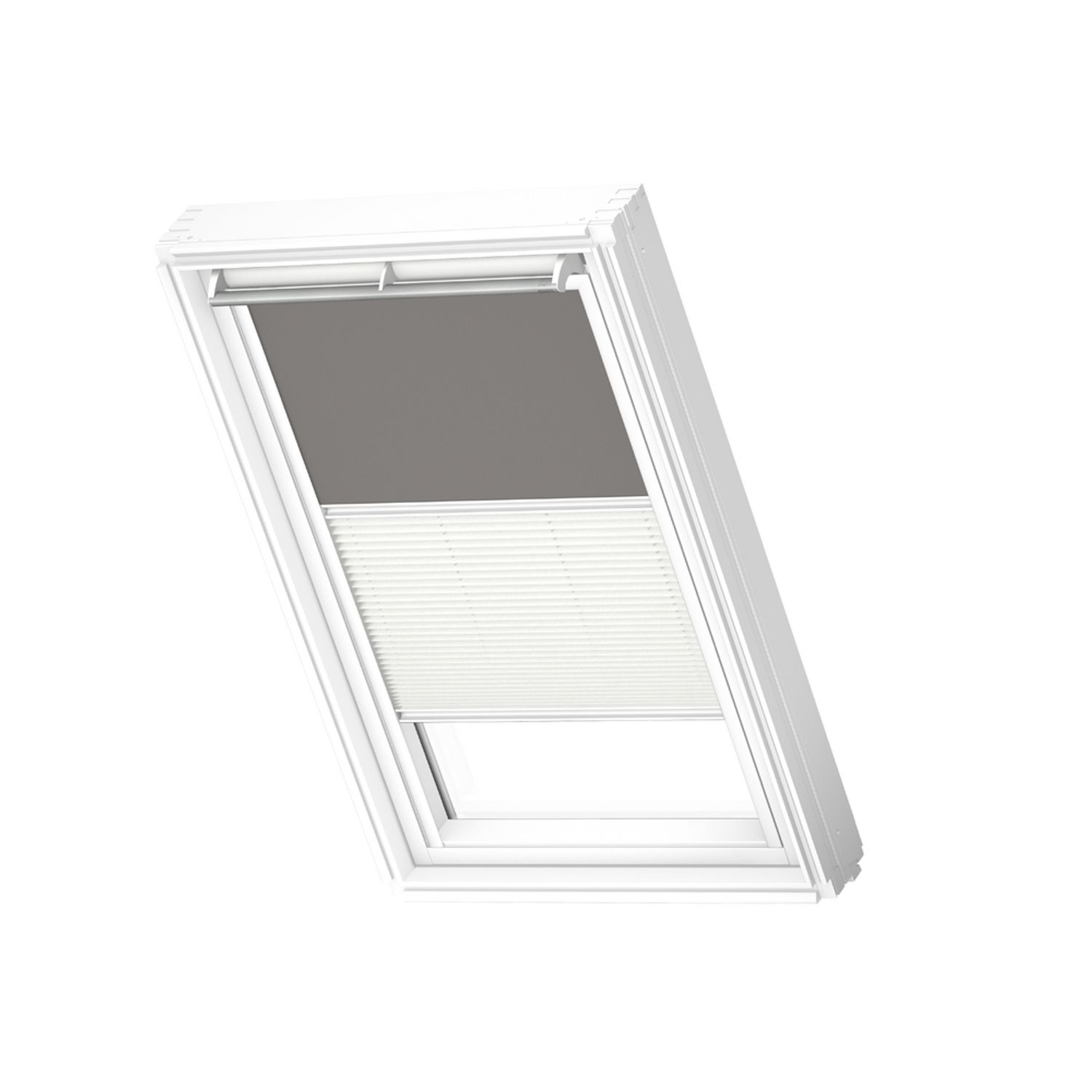 VELUX Manueel Duo Verduisterend Dakraam Rolgordijn White Line Dfd M04 0705swl Grijs - Wit
