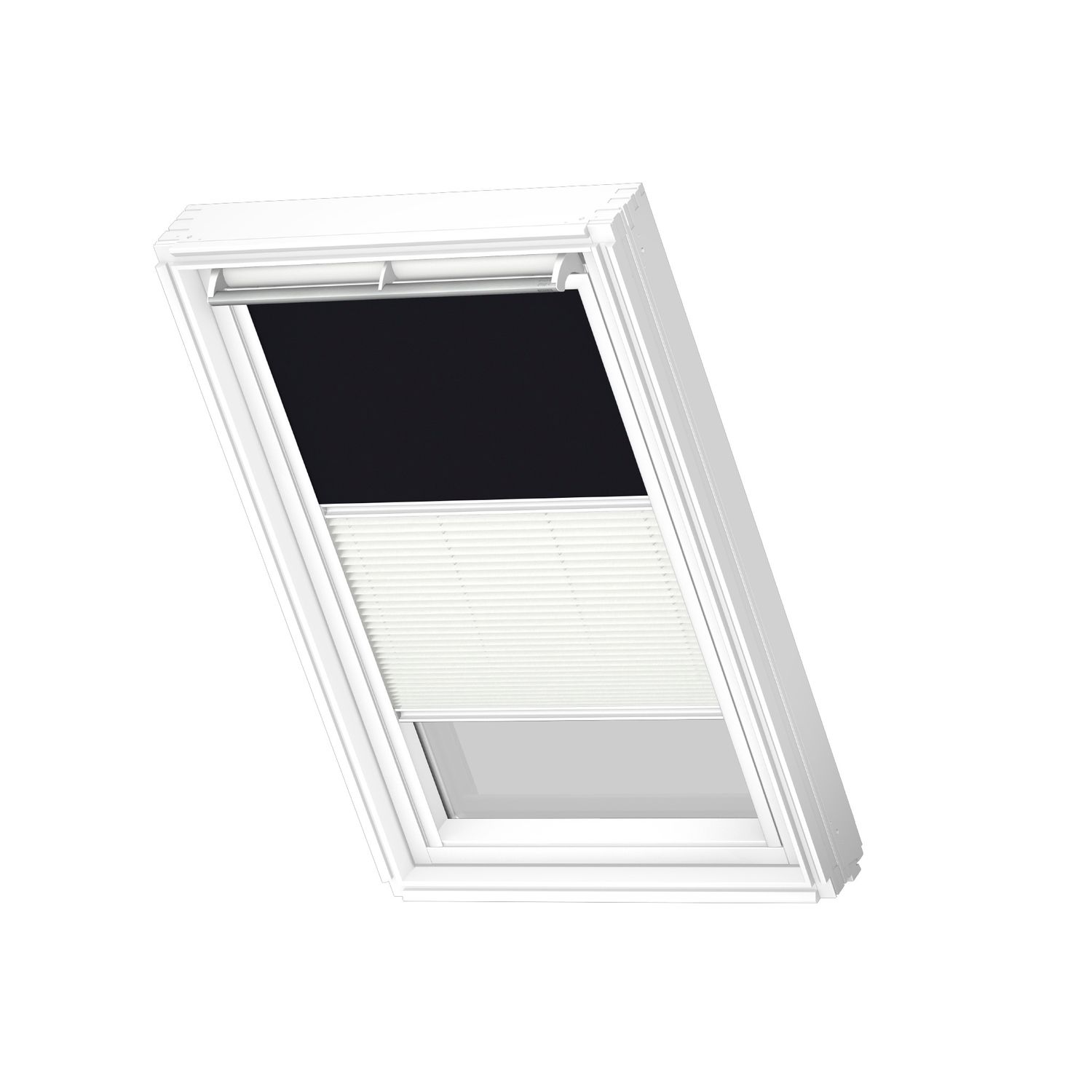 VELUX Manueel Duo Verduisterend Dakraam Rolgordijn White Line Dfd C04 3009swl Zwart - Wit