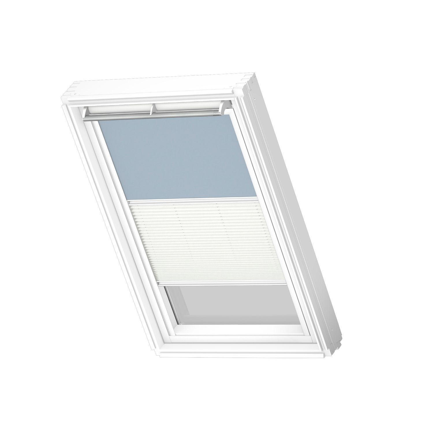 VELUX Manueel Duo Verduisterend Dakraam Rolgordijn White Line Dfd C04 4576swl Lichtblauw - Wit