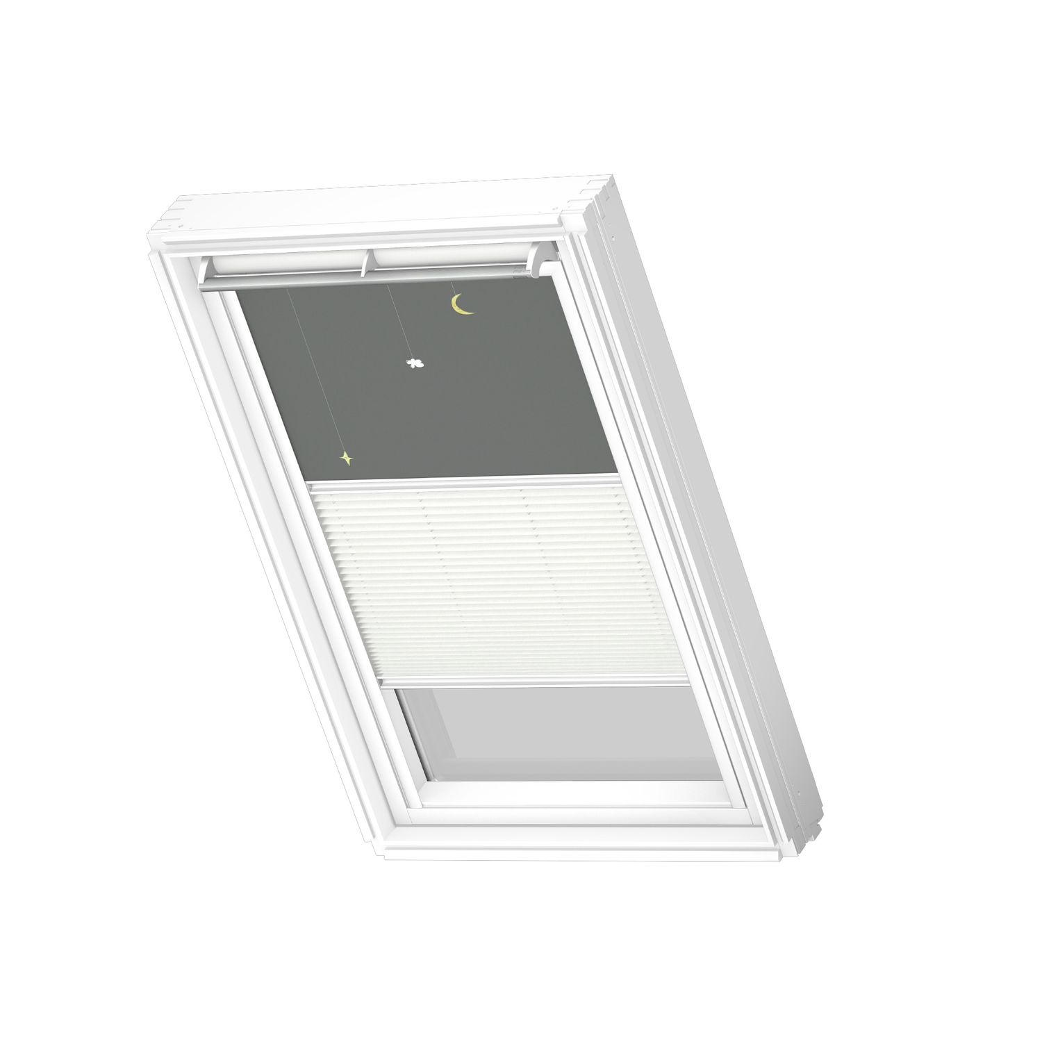 VELUX Manueel Duo Verduisterend Dakraam Rolgordijn White Line Dfd M04 4665swl Grijs - Wit