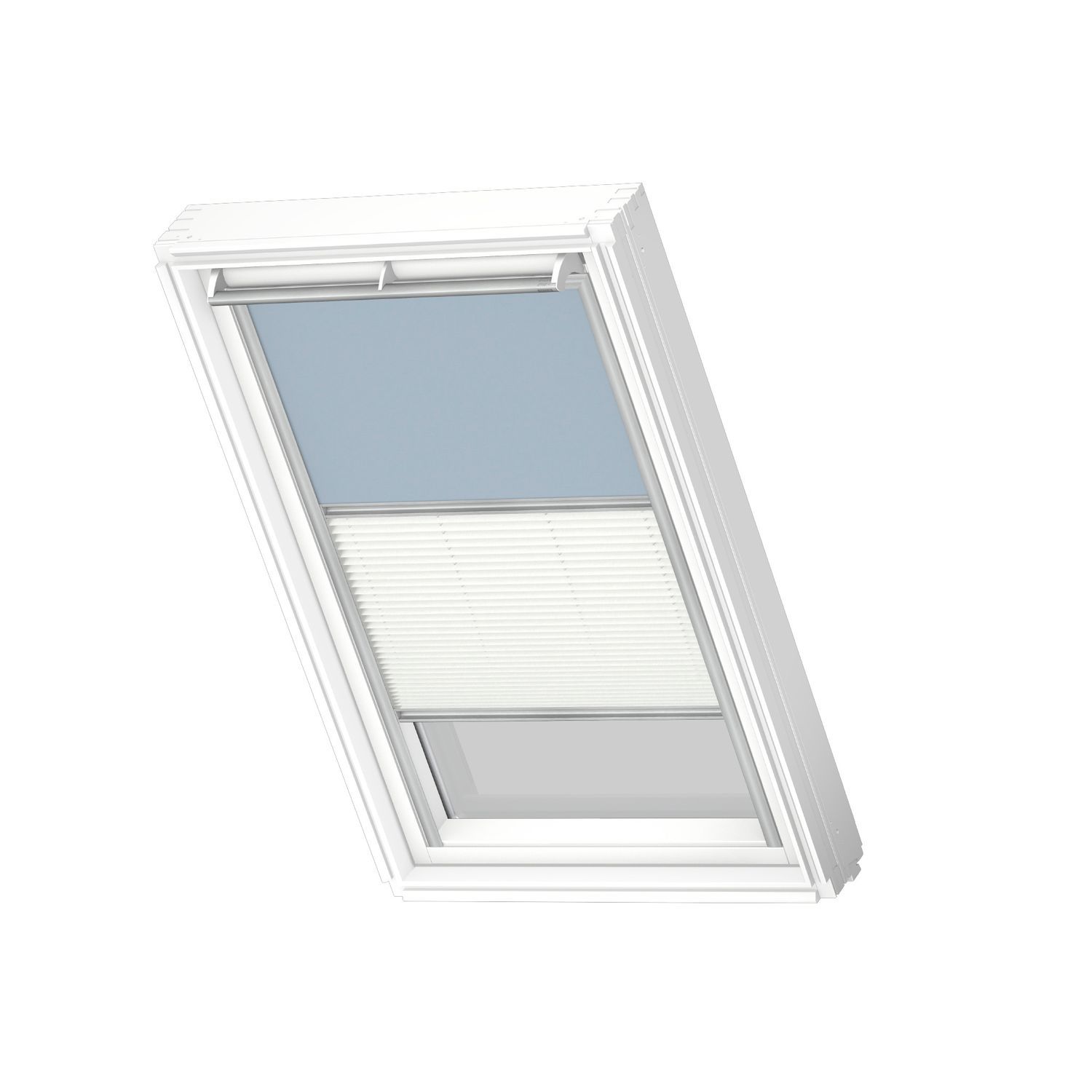 VELUX Manueel Duo Verduisterend Dakraam Rolgordijn Dfd Fk06 4576s Lichtblauw - Wit