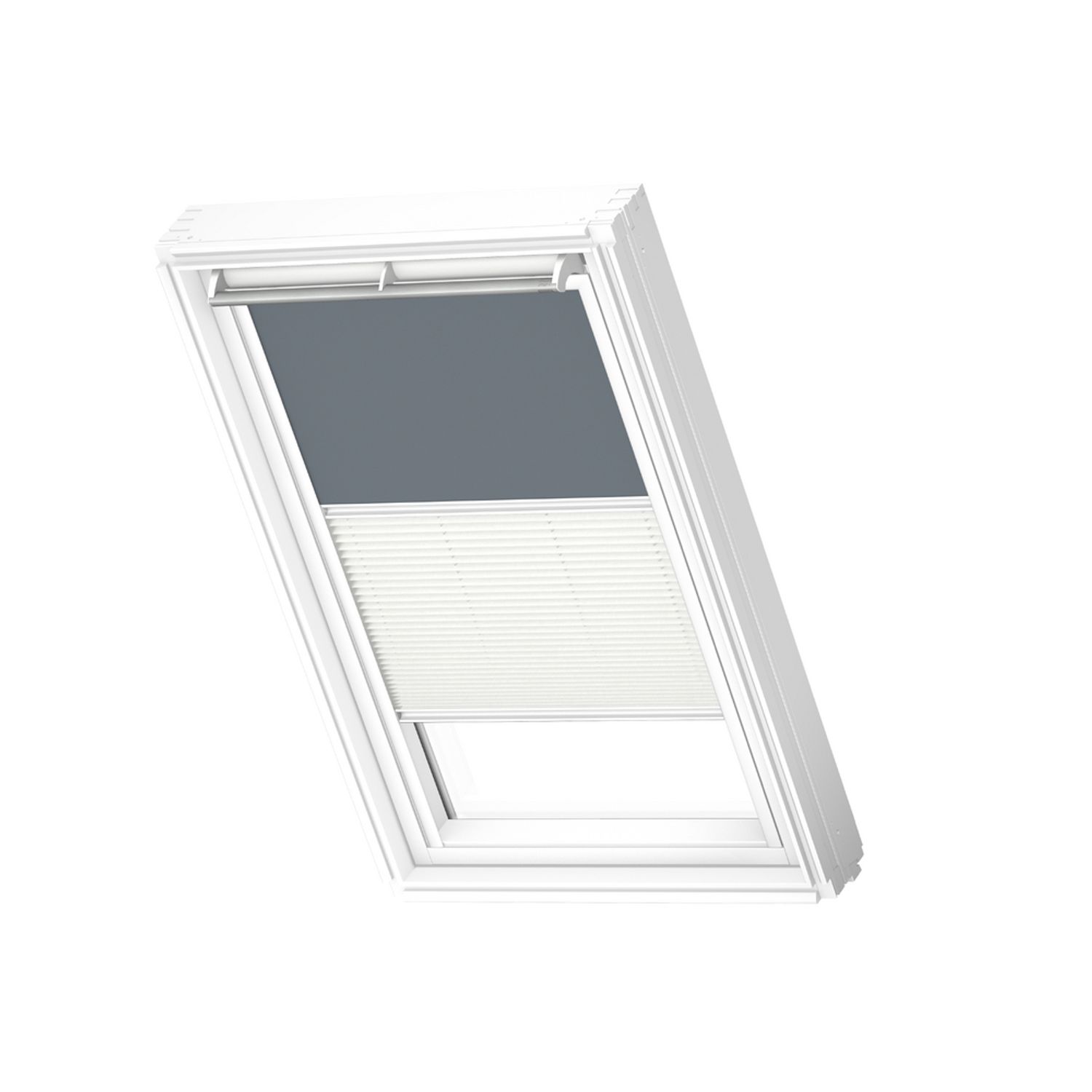 VELUX Manueel Duo Verduisterend Rolgordijn White Line Dfd Mk06 4581swl Petrol Blauw - Wit