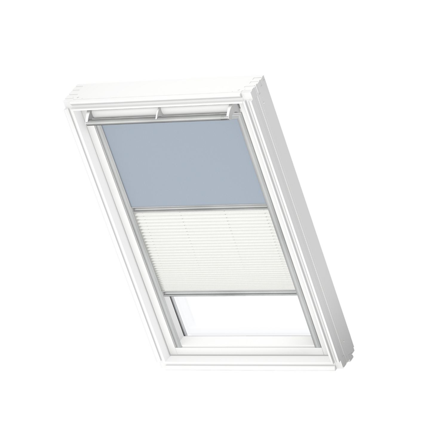 VELUX Manueel Duo Verduisterend Dakraam Rolgordijn Dfd Pk25 4576s Lichtblauw - Wit