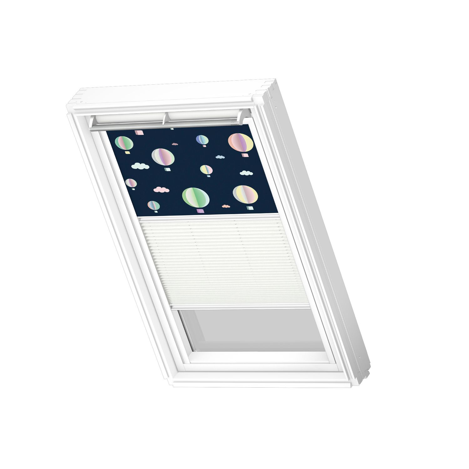 VELUX Manueel Duo Verduisterend Dakraam Rolgordijn White Line Dfd S06 4666swl Heteluchtballonnen - Wit