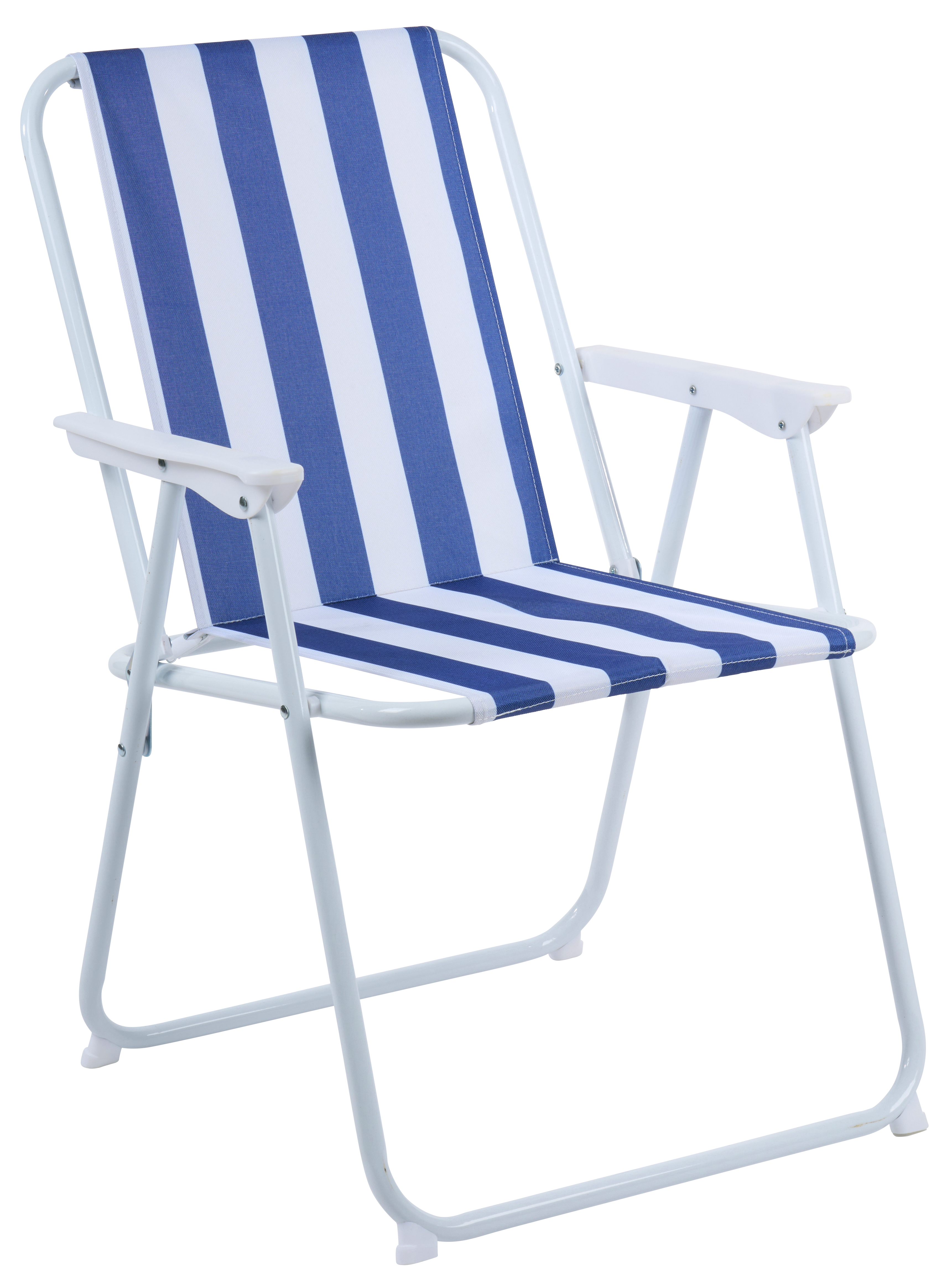 Merkloos Tuinstoel opvouwbaar blauw/wit gestreept