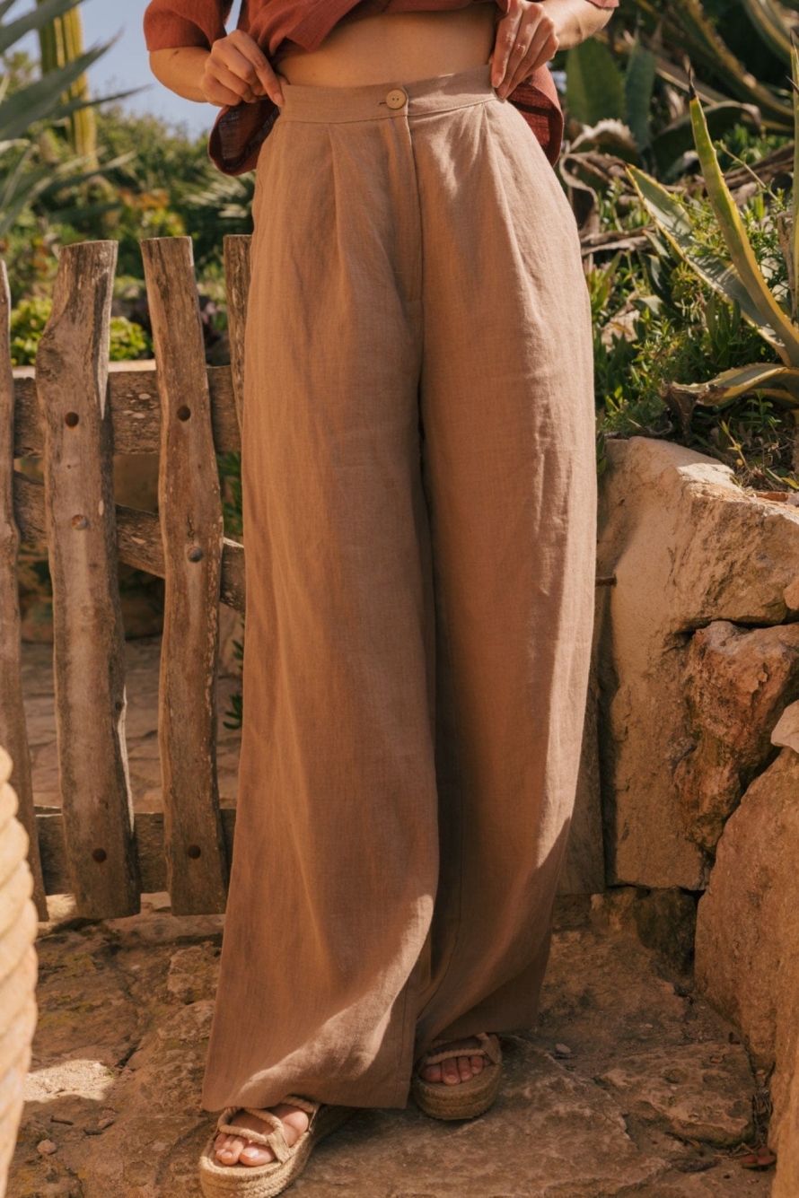 AmourLinen Damen vegan Hose Lydia Rosy Brown