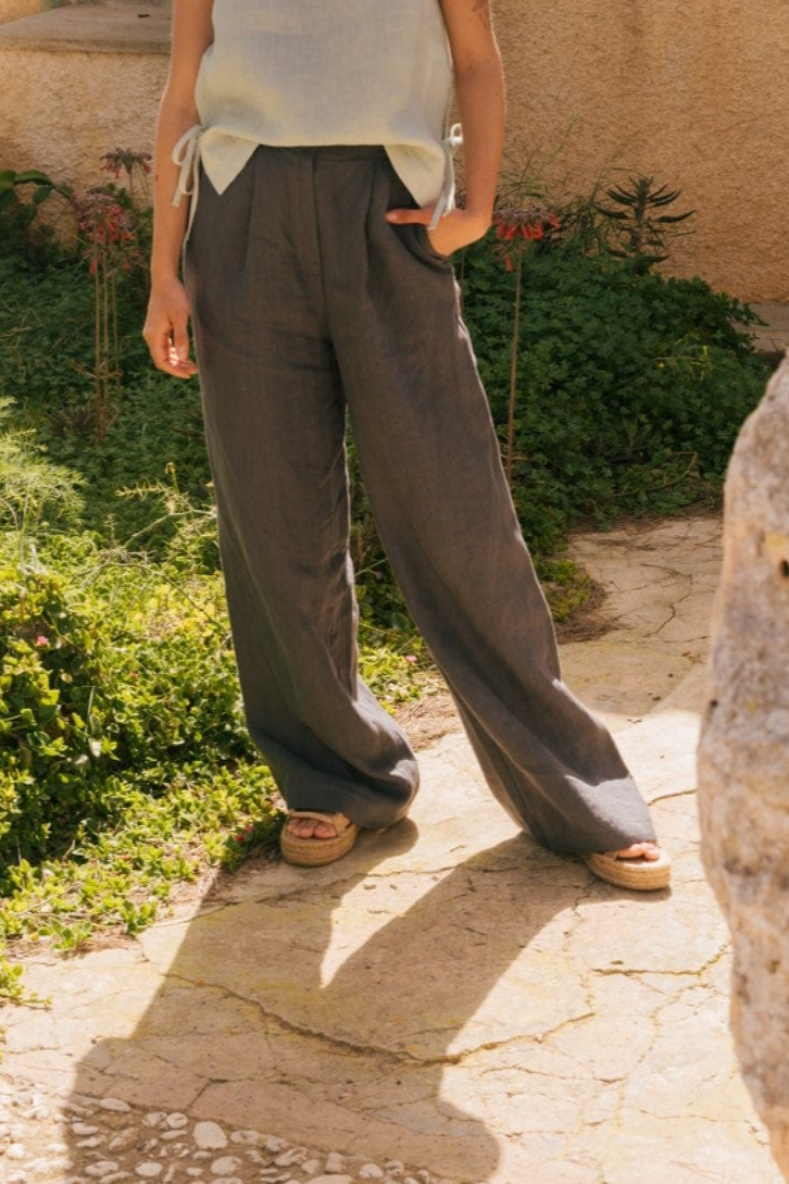 AmourLinen Damen vegan Hose Lydia Anthrazit
