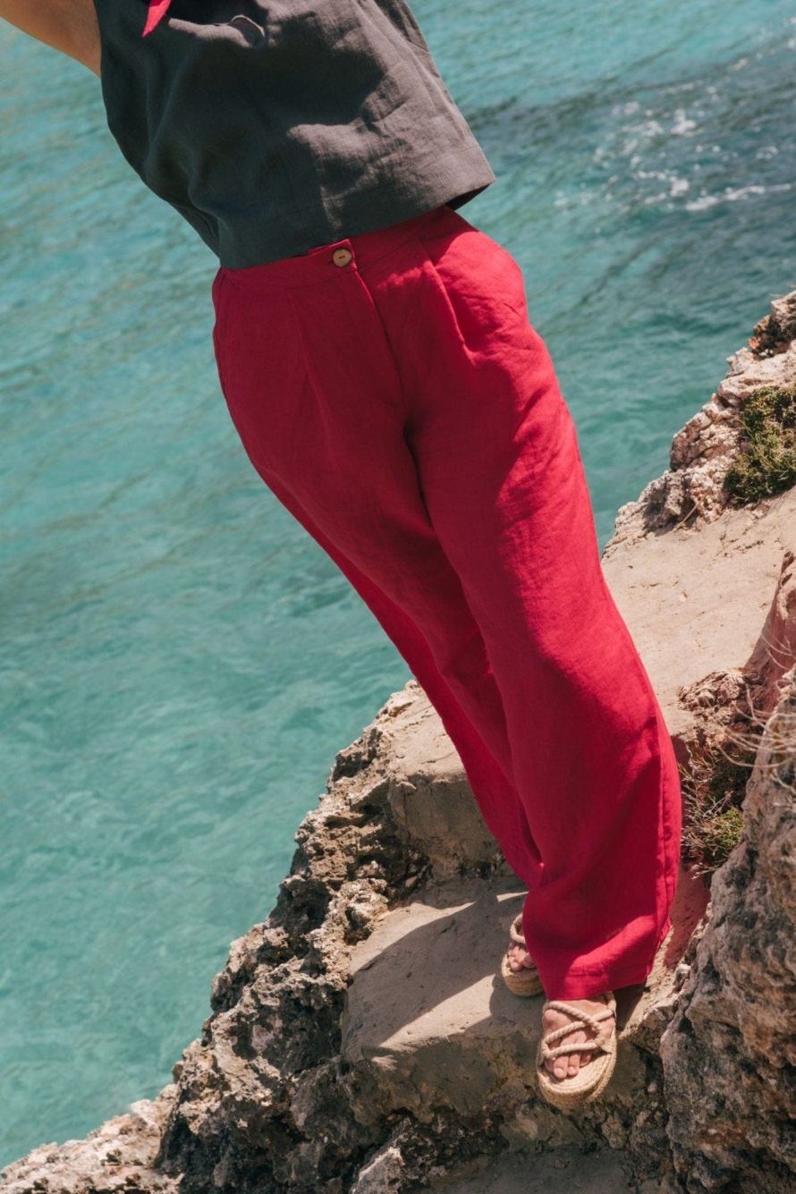 AmourLinen Damen vegan Hose Lydia Viva Magenta