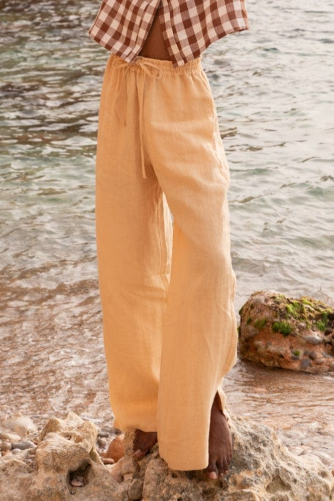 AmourLinen Damen vegan Hose Leah Senf
