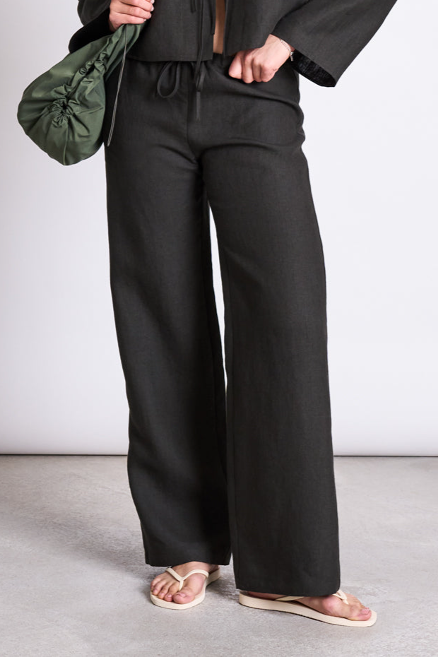 JAN N JUNE JAN 'N JUNE Damen vegan Hose Sjov Drawstring Dark Olive