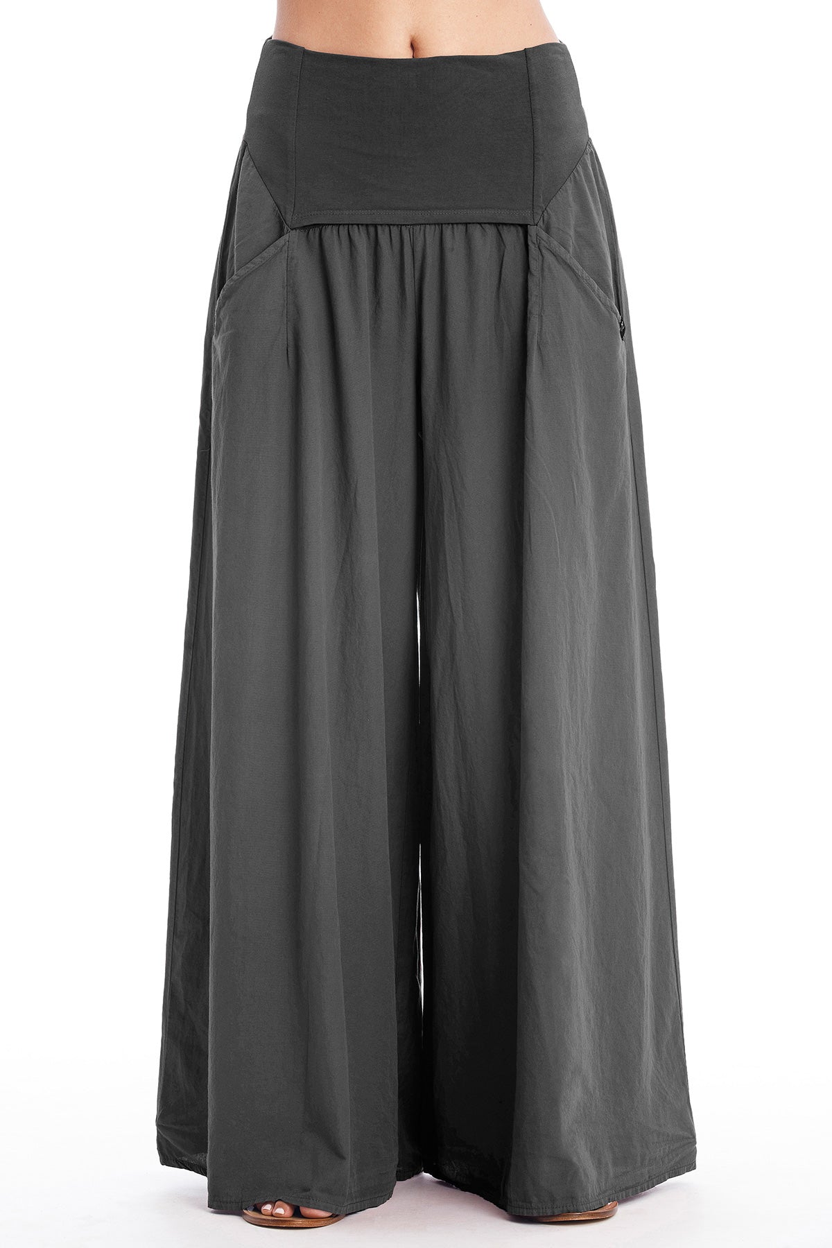 RAVENS VIEW IBIZA Damen vegan Hose Weites Bein Anthrazit