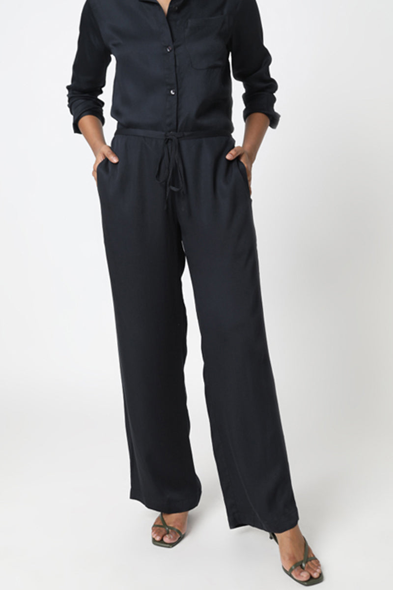 Neu Nomads Damen vegan Hose Palazzo Weites Bein Schwarz