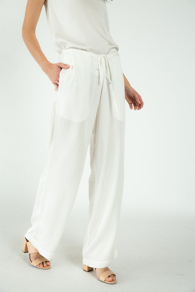 Neu Nomads Damen vegan Hose Palazzo Weites Bein WeiÃŸ