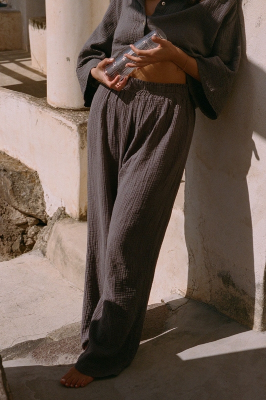 NÃ©nÃ©s Damen vegan Hose Mimosa Grau