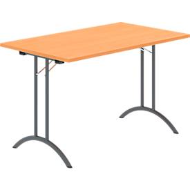 Schäfer Shop Select Klaptafel -  B 1200 x D 700 x H 720 mm - dubbel T-poot frame - speciaal klapbeslag en vloercompensatie - beuken decor/antraciet