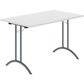 Schäfer Shop Select Klaptafel -  B 1200 x D 700 x H 720 mm - dubbel T-poot frame - speciaal klapbeslag en vloercompensatie - lichtgrijs/antraciet - 