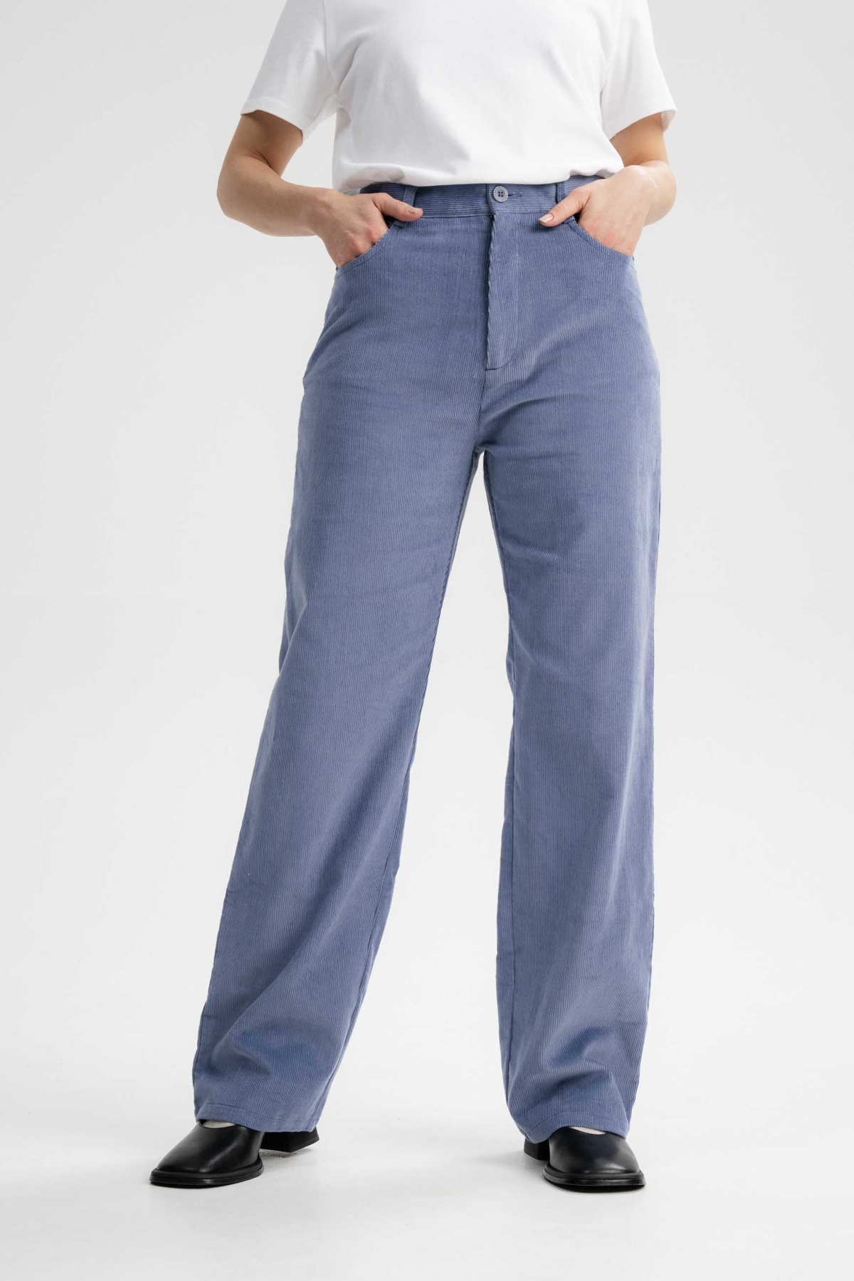 MELA Damen vegan Hose Kord Oorja Taubenblau