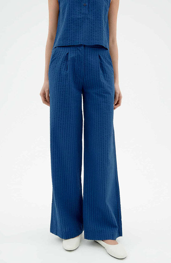 Thinking mu Damen vegan Hose Seersucker Manolita Blau