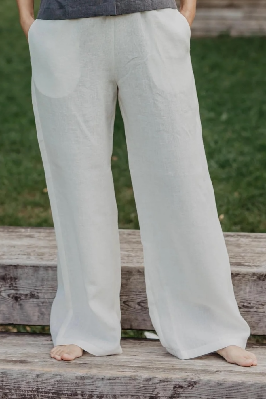 AmourLinen Damen vegan Hose Oulu WeiÃŸ