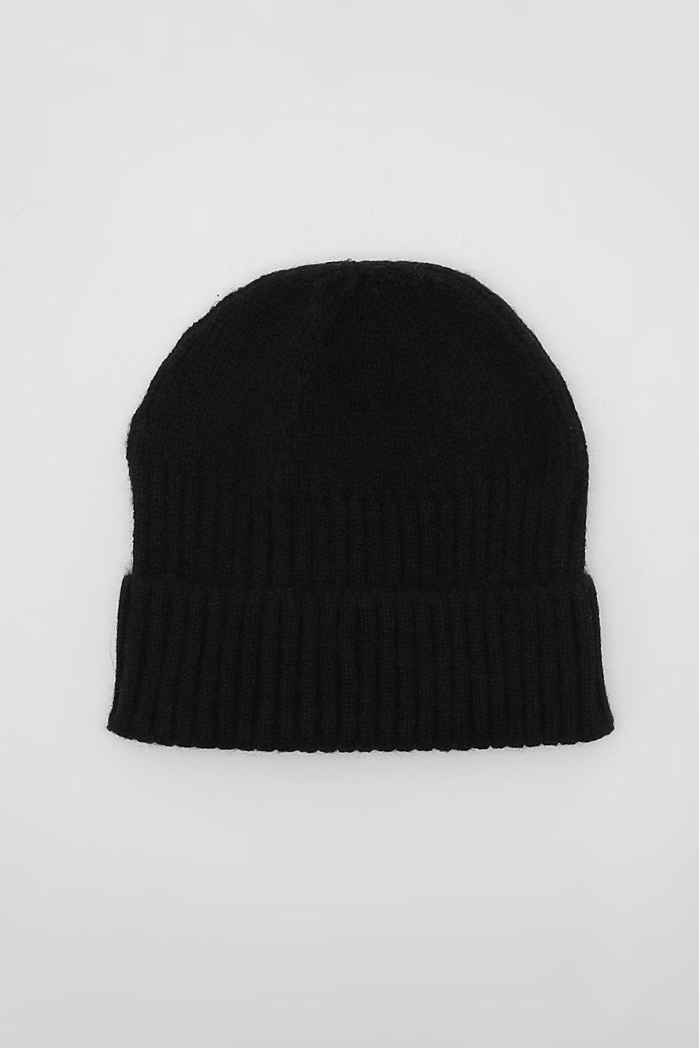 Boohoo Geribbelde Basic Muts, Black
