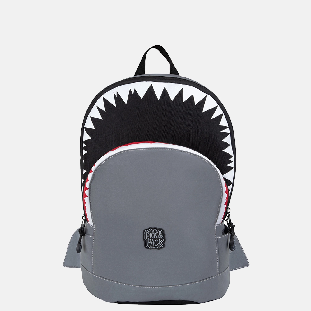 Pick and Pack Pick & Pack Shark reflecterend kinderrugzak M visible grey