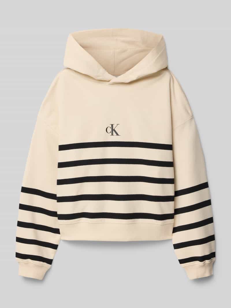 Calvin Klein Hoodie CK LOGO BOXY FIT STRIPES HOODIE voor kinderen tot 16 jaar, met capuchon