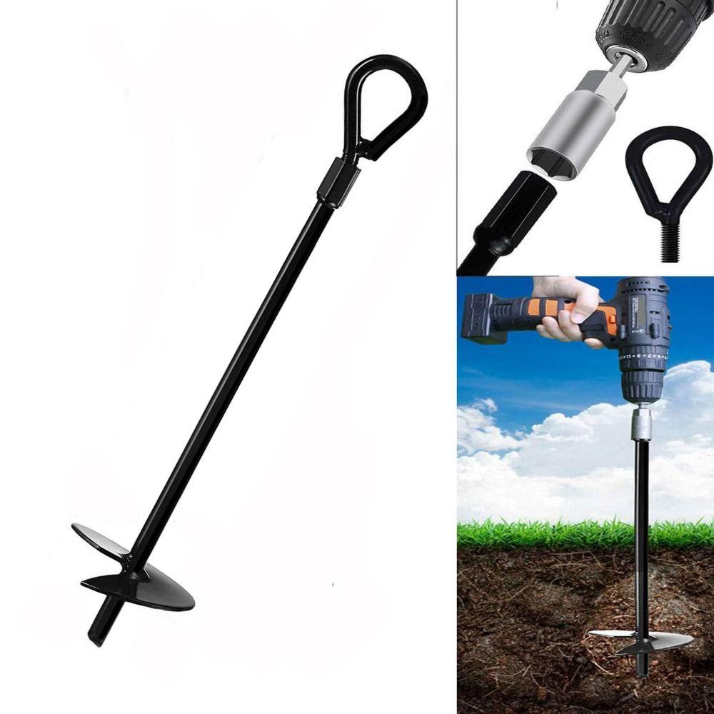 Manpin Metalen schommelsetboor Windbestendige spiraalvormige grondboor Haak Eenvoudig te installeren grondboor Schuur zwart