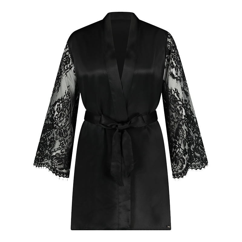 Hunkemöller Silk Lace kimono, zwart